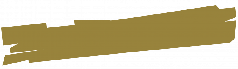 Ein ungleichmäßiger, goldfarbener Pinselstrich auf weißem Grund, der horizontal verläuft.
